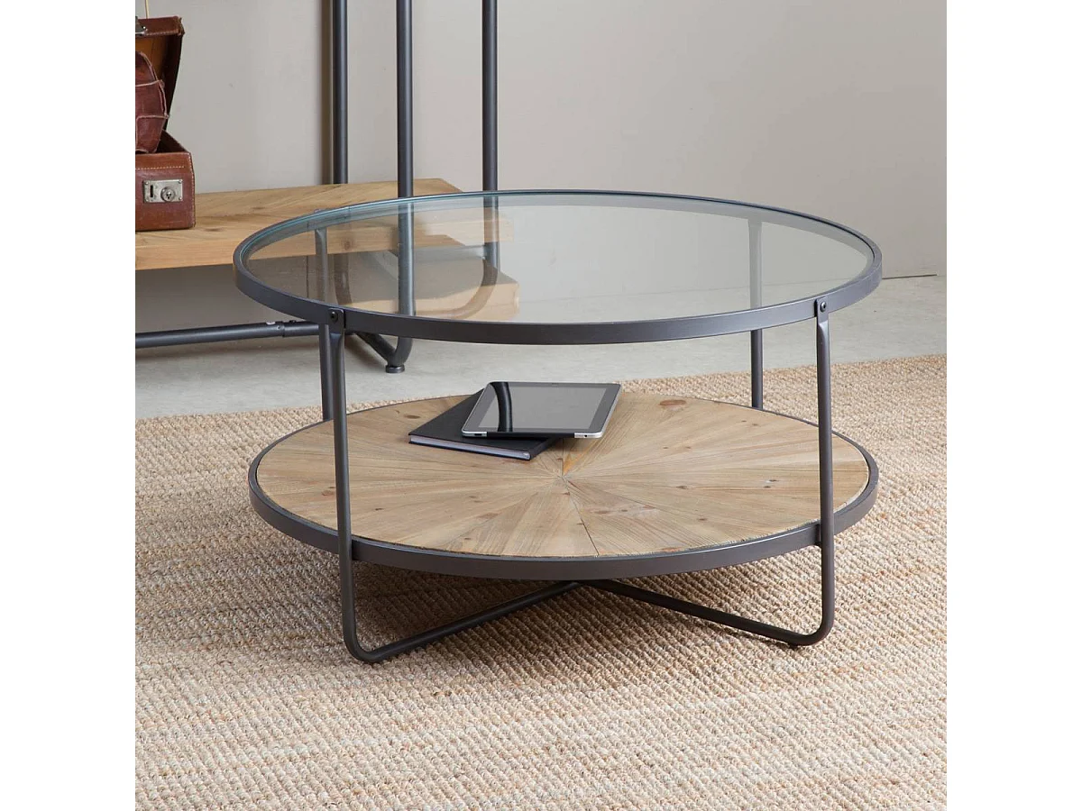 Table basse en verre et bois de sapin April