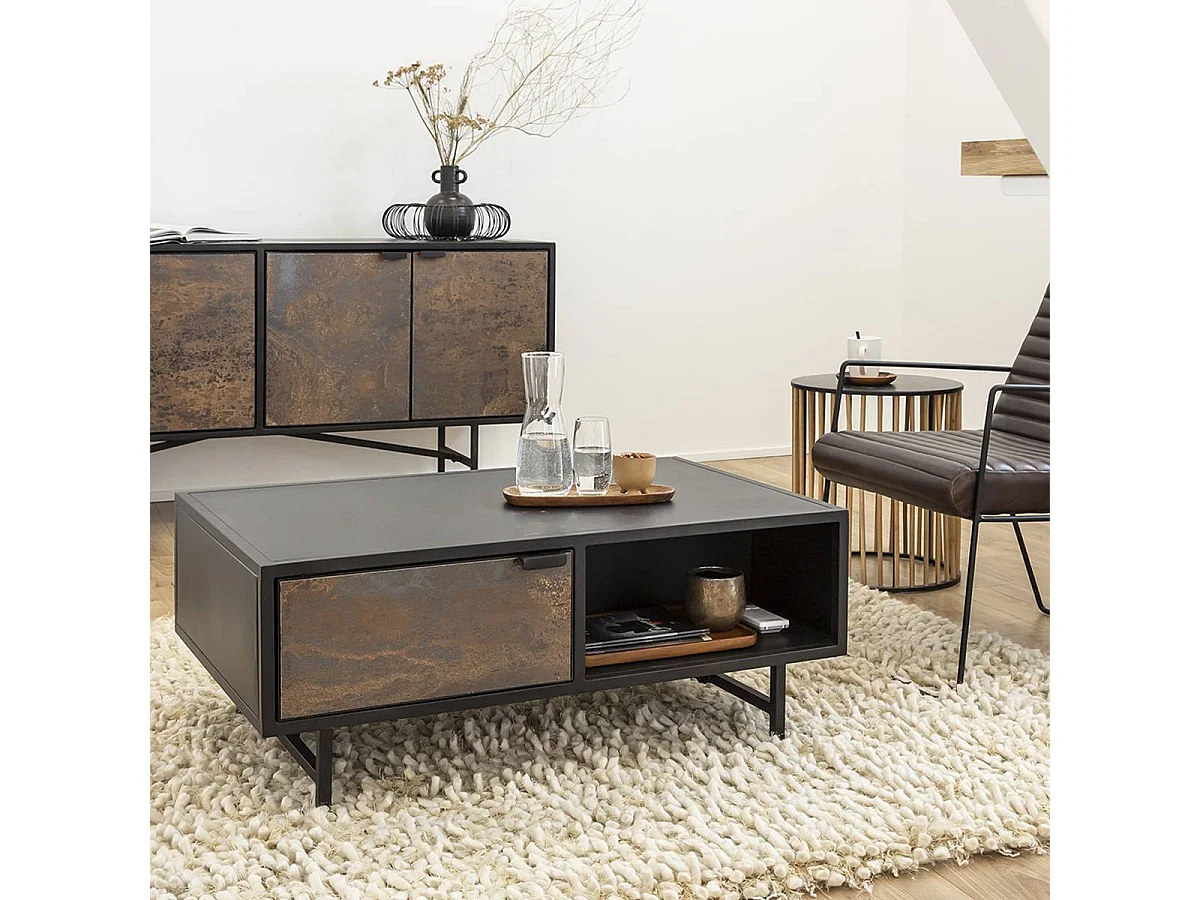 Table basse en métal noir Claudine