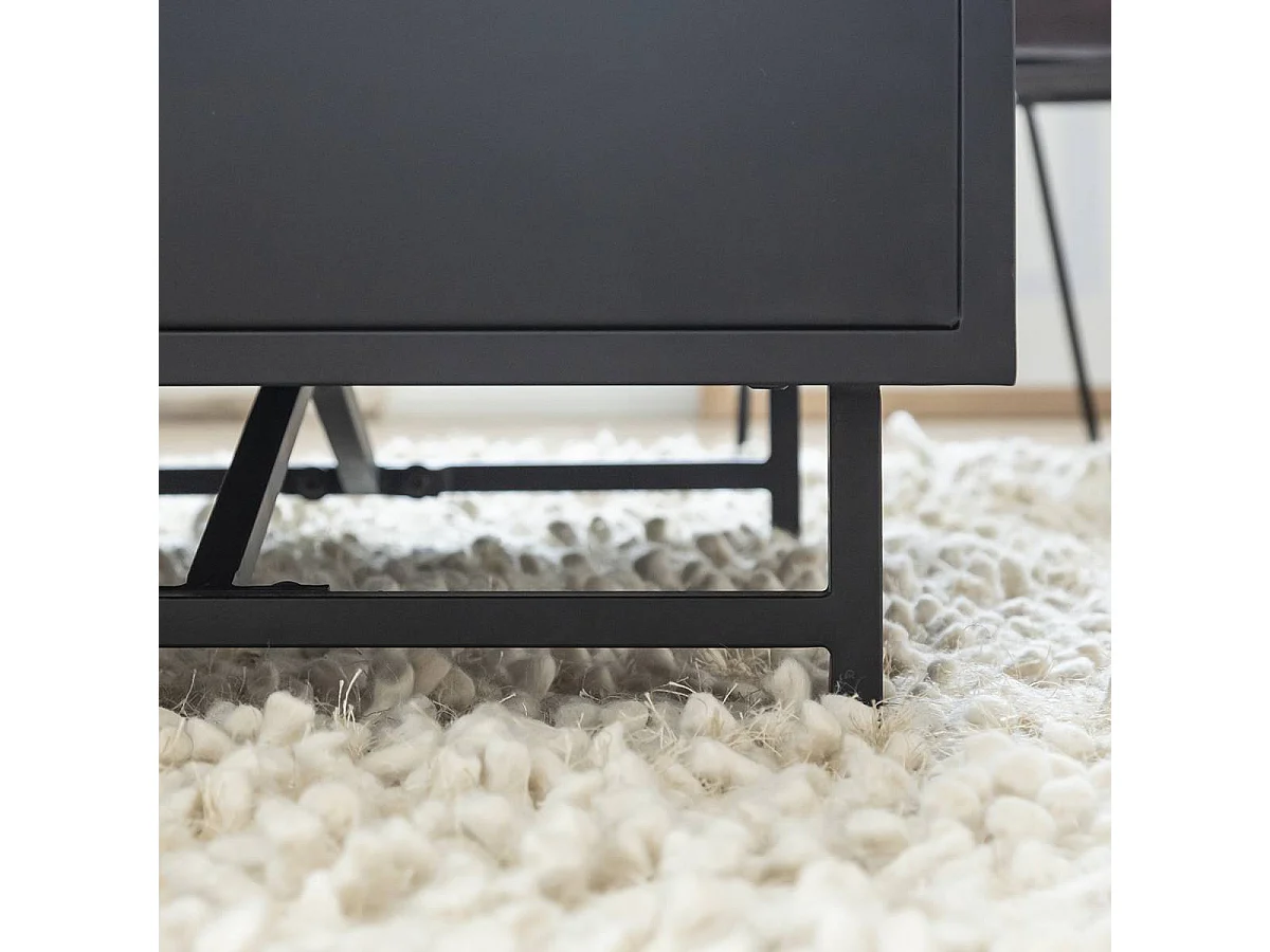 Mesa de centro industrial de metal con cajón y estante de almacenamiento