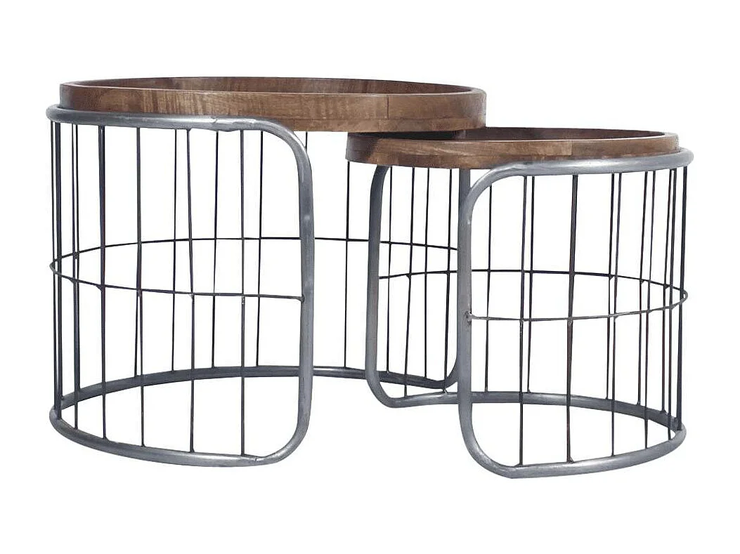 Table basse gigogne industrielle en métal gris Chiara