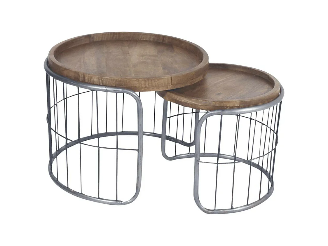 Table basse gigogne industrielle en métal gris Chiara