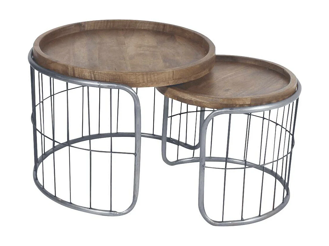 Table basse gigogne industrielle en métal gris Chiara