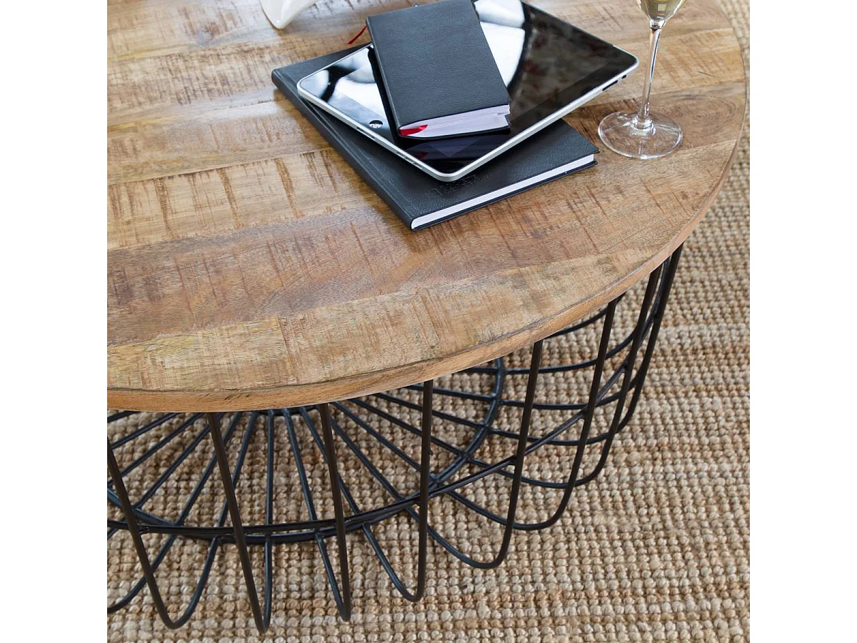 Table basse en bois de manguier et métal Ella