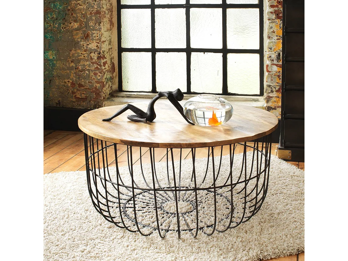 Table basse en bois de manguier et métal Ella