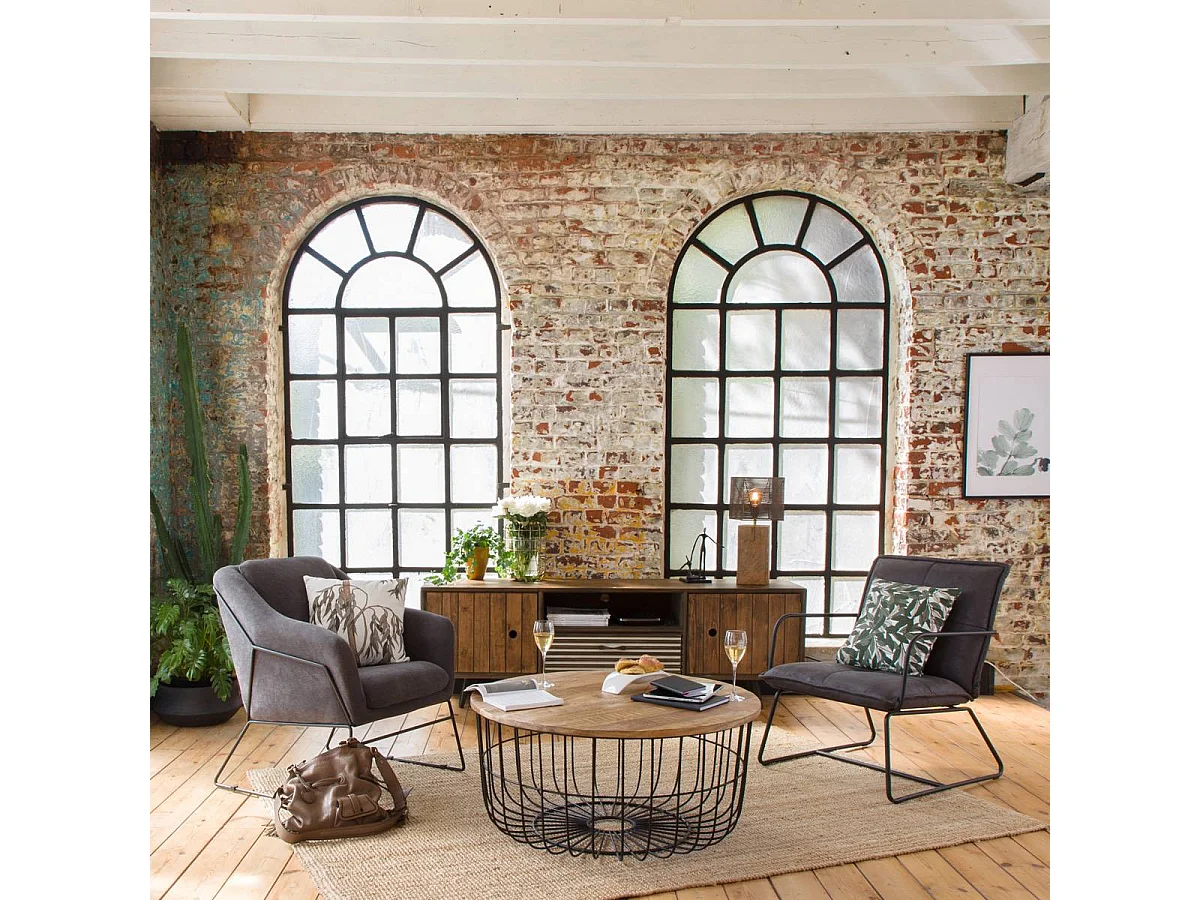 Table basse en bois de manguier et métal Ella