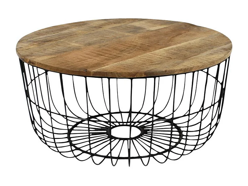 Table basse en bois de manguier et métal Ella