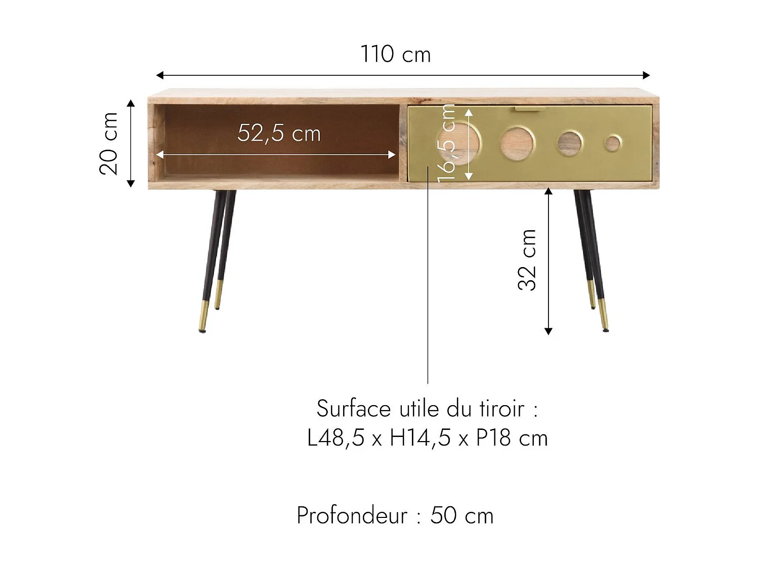 Table basse en bois de manguier Cactus