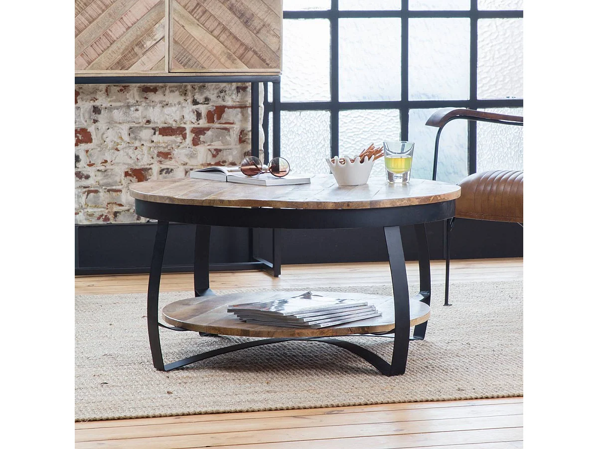 Table basse en métal et bois de manguier Jules