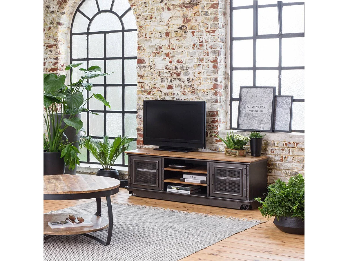 Table basse en métal et bois de manguier Jules