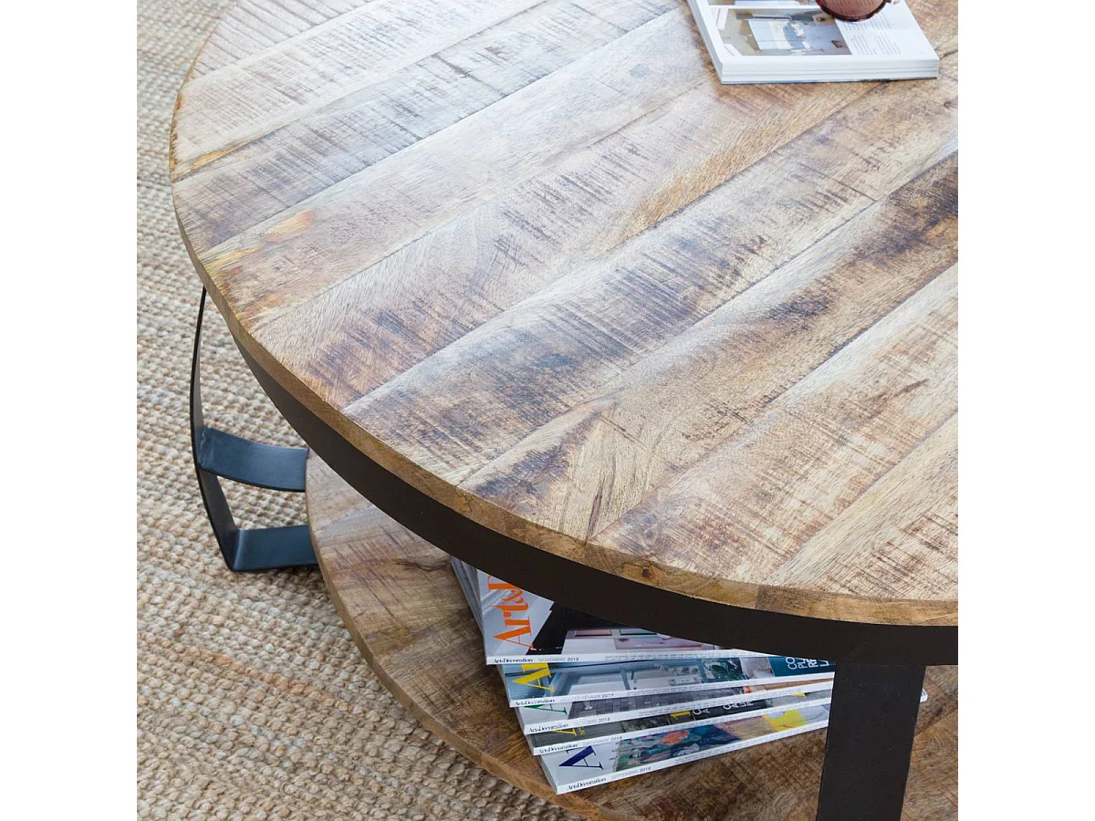Table basse en métal et bois de manguier Jules