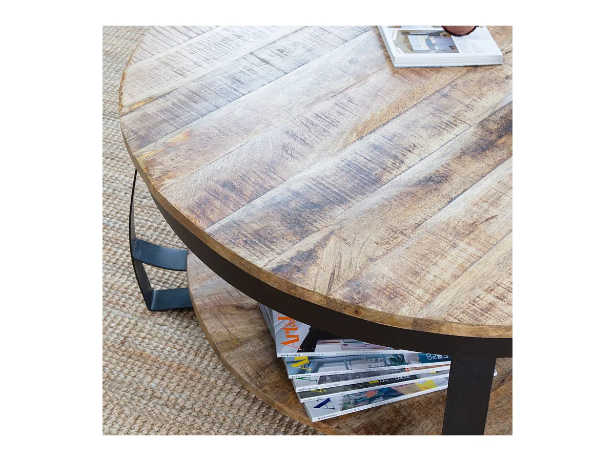 Table basse en métal et bois de manguier Jules