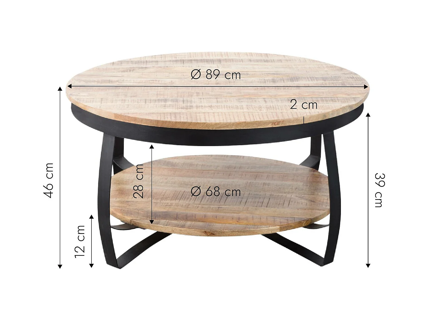 Table basse en métal et bois de manguier Jules