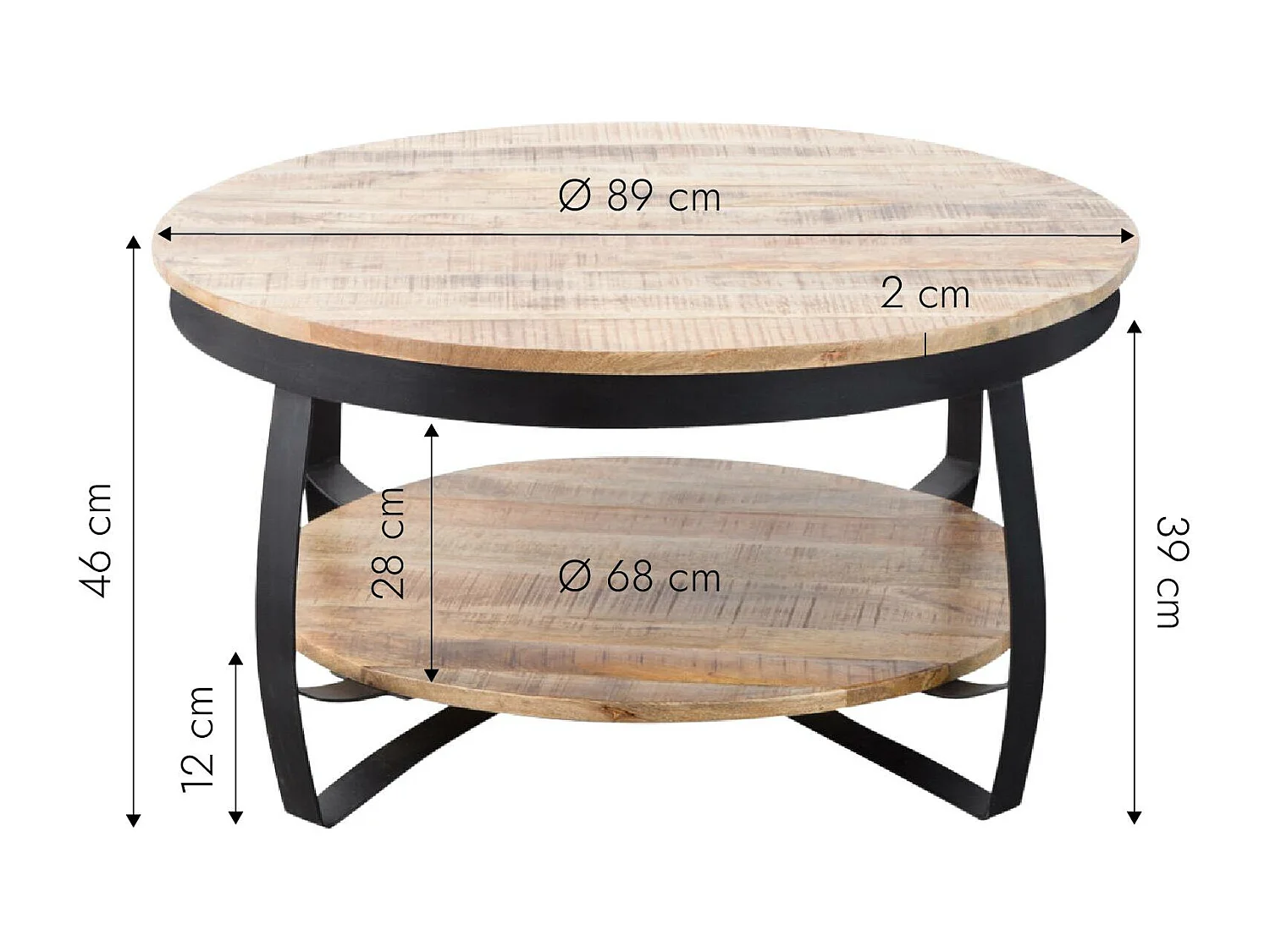 Table basse en métal et bois de manguier Jules