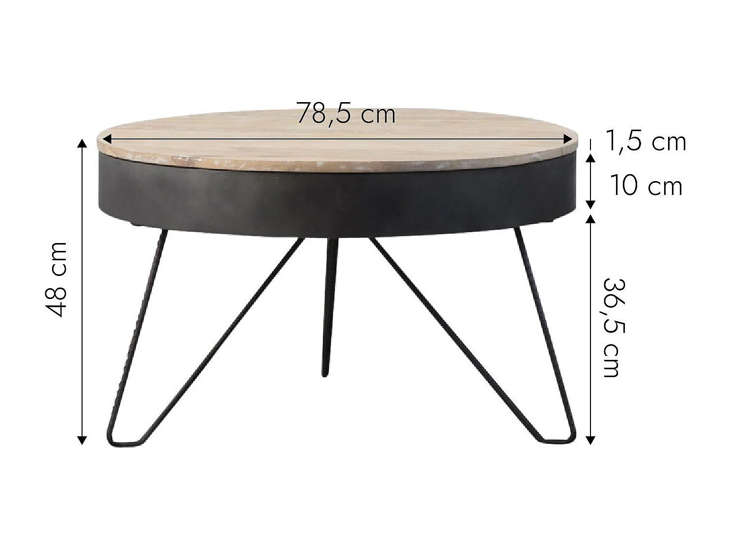 Table basse en bois de manguier et métal Locker