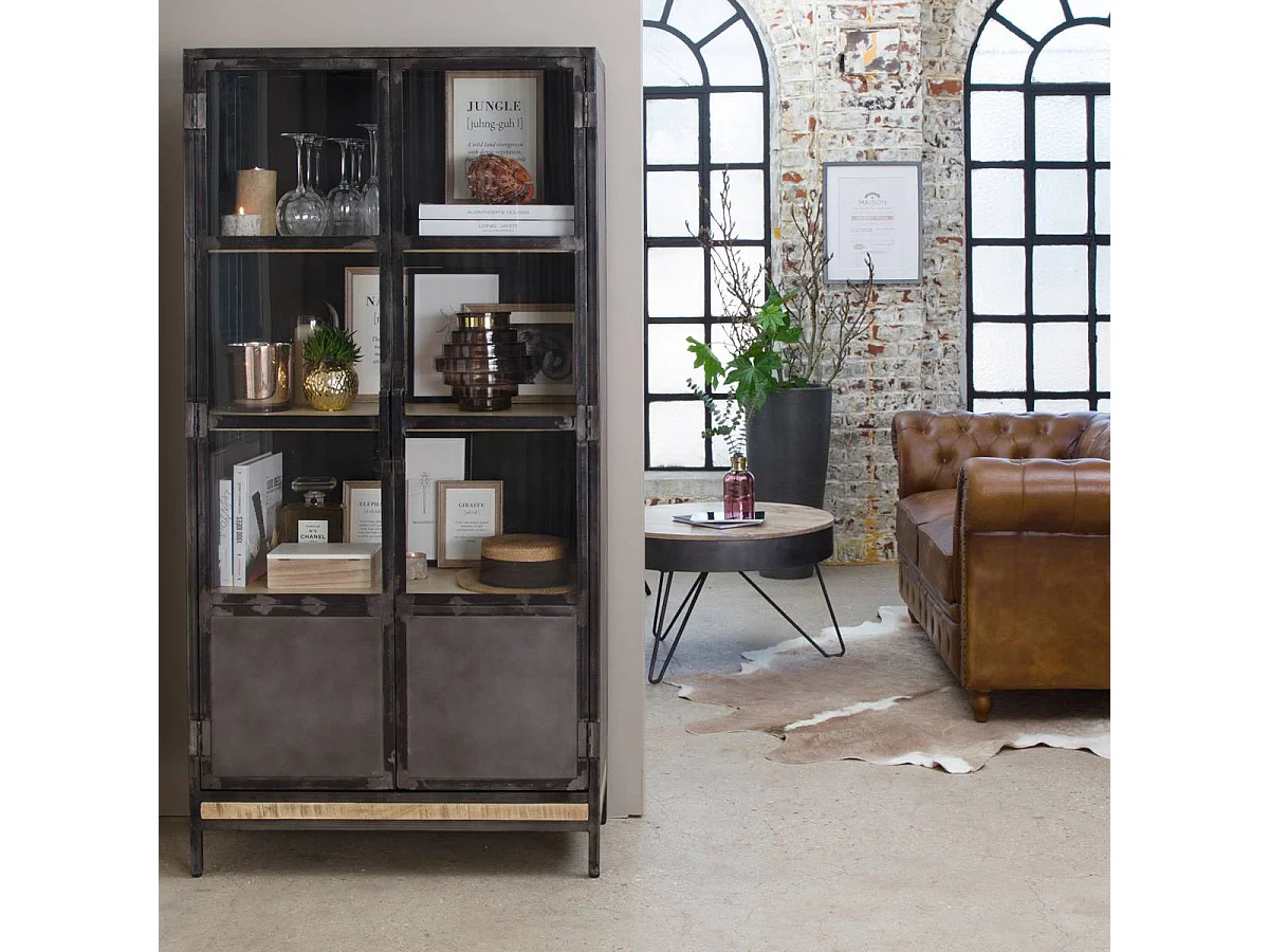 Table basse en bois de manguier et métal Locker