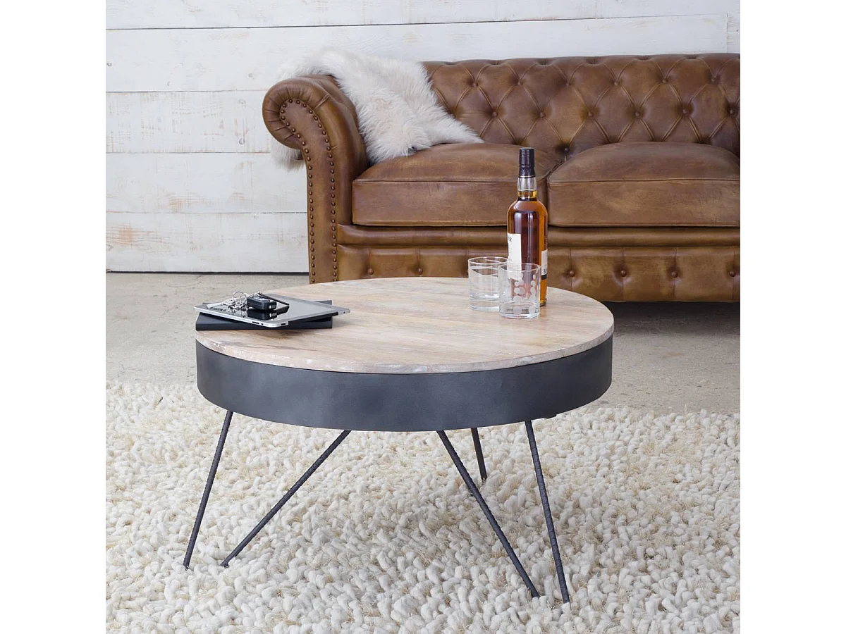 Table basse en bois de manguier et métal Locker