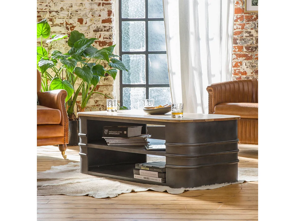 Table basse en métal et bois Locker