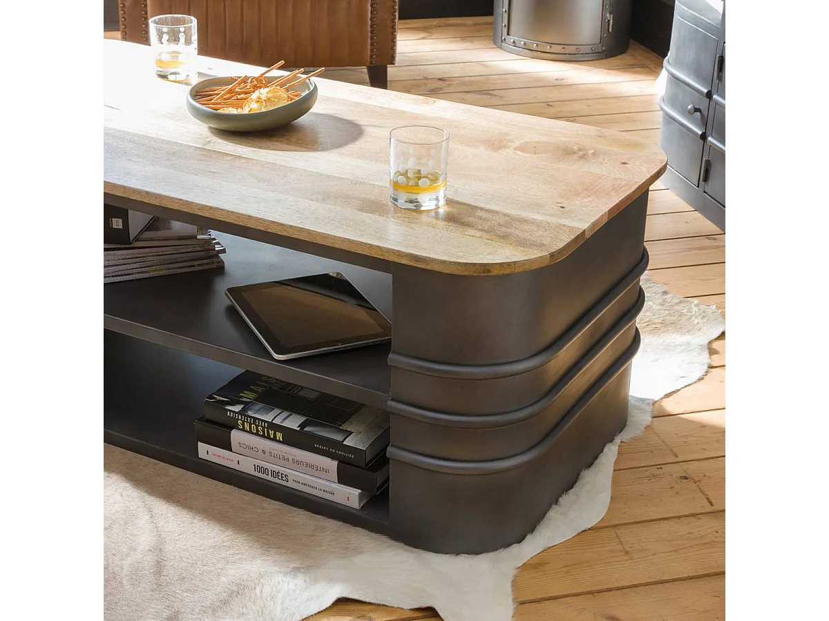 Table basse en métal et bois Locker