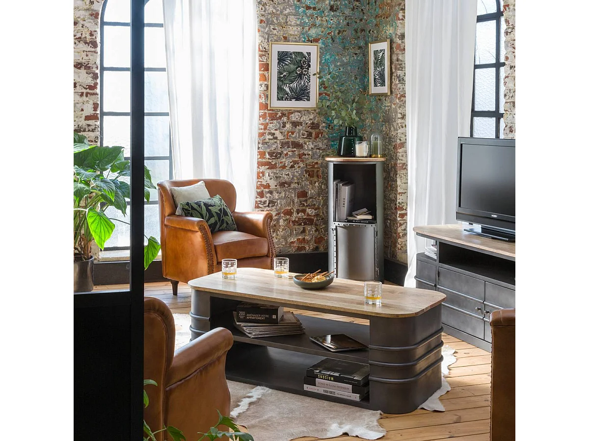 Table basse en métal et bois Locker