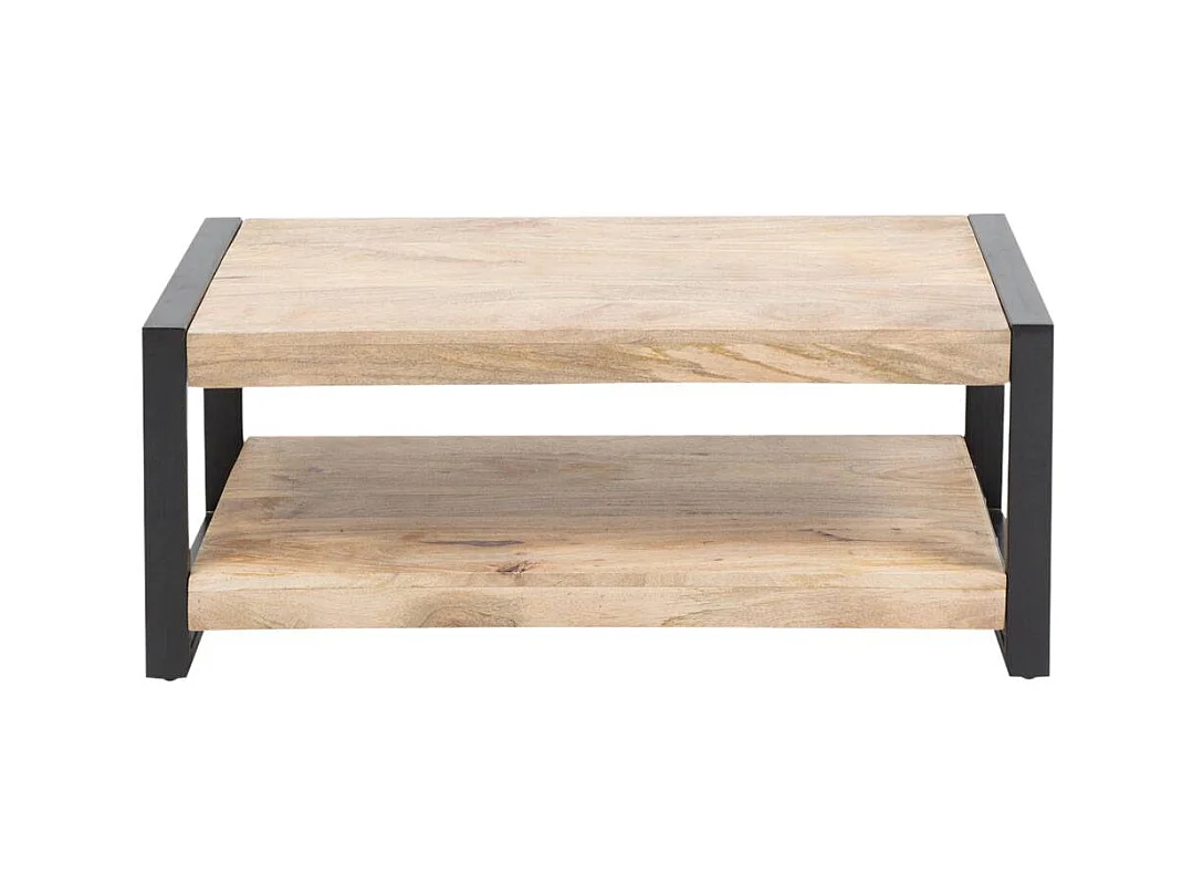 Mesa de centro de madera de mango New-York con almacenamiento de 100 cm estilo industrial