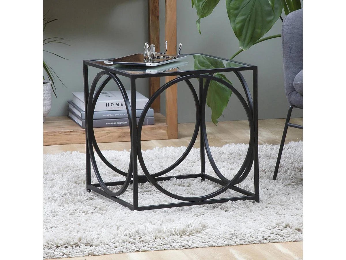 Table basse carrée en métal noir Zélie