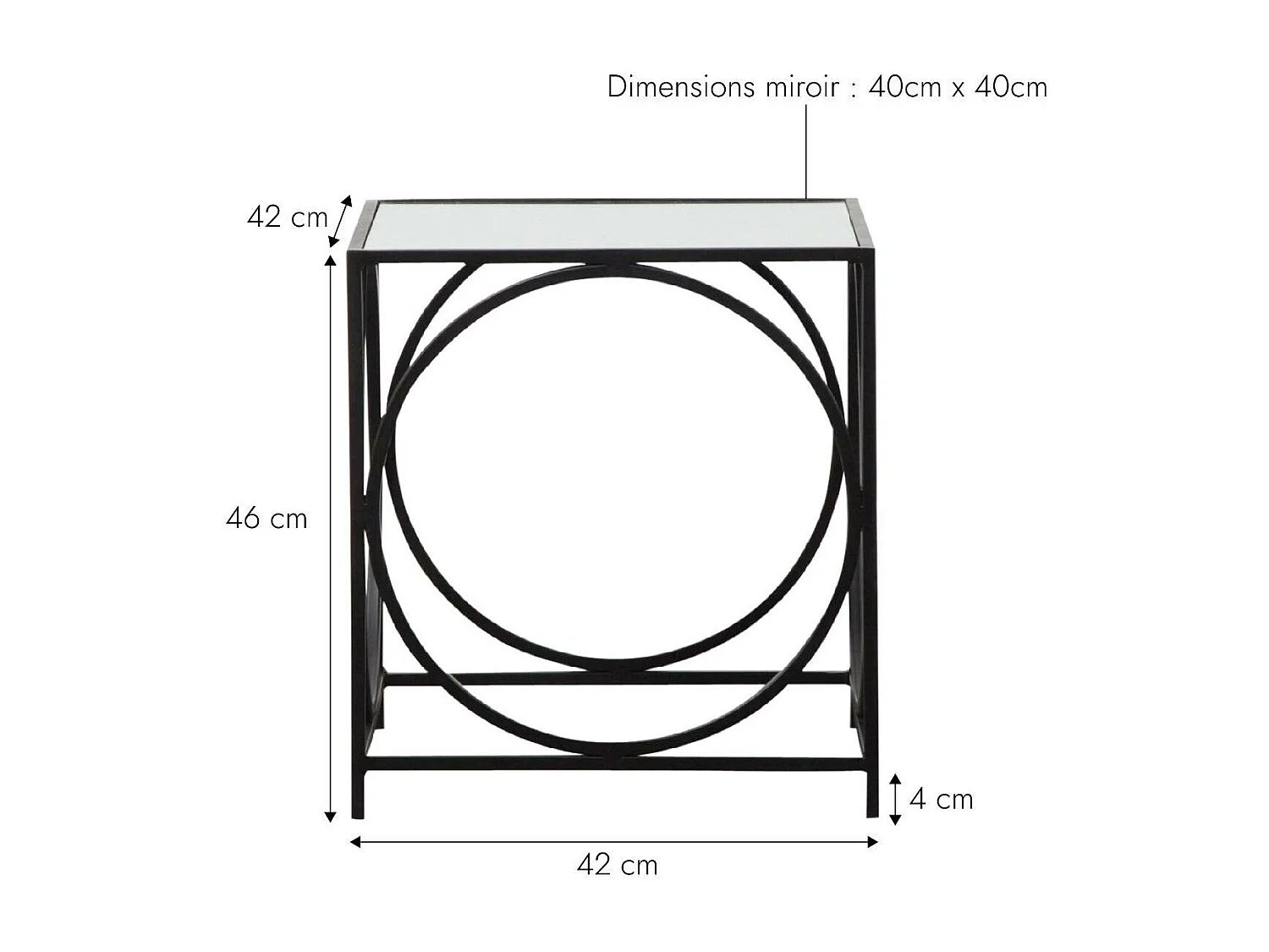 Mesa de centro cuadrada de metal negro Zélie con almacenamiento