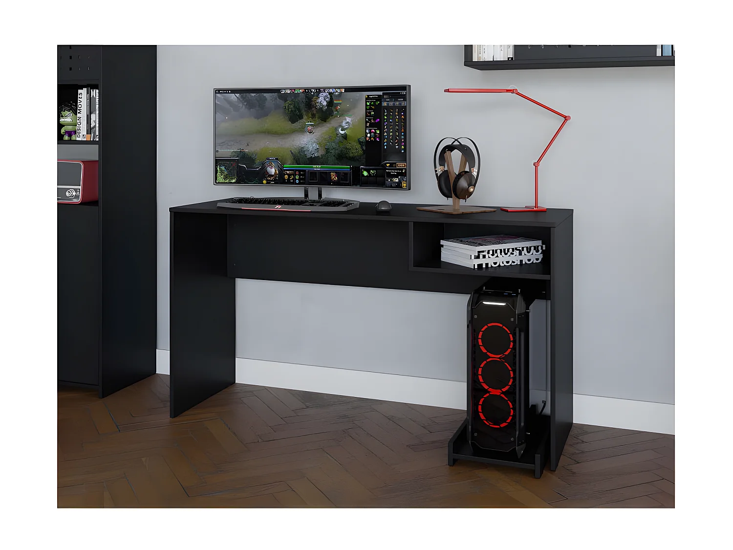 Bureau Gamer Noir 1 Support UC 1 Niche L 136 H 75 P 45.1 cm