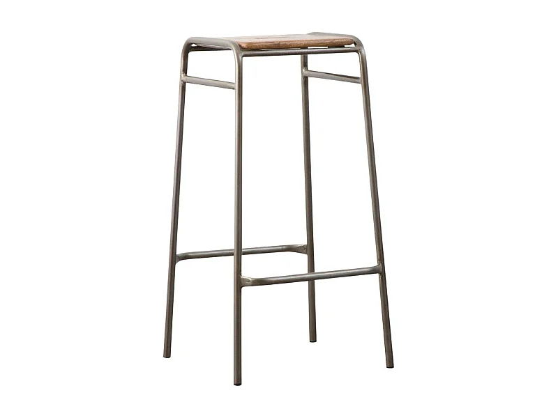 Tabouret de bar écolier bois et métal 77cm Marcus