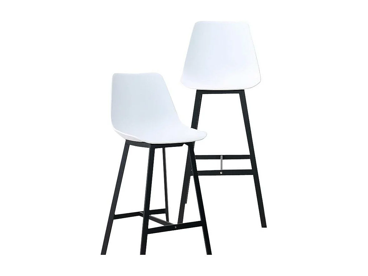 Tabouret de bar blanc et métal noir Marius (lot de 2)