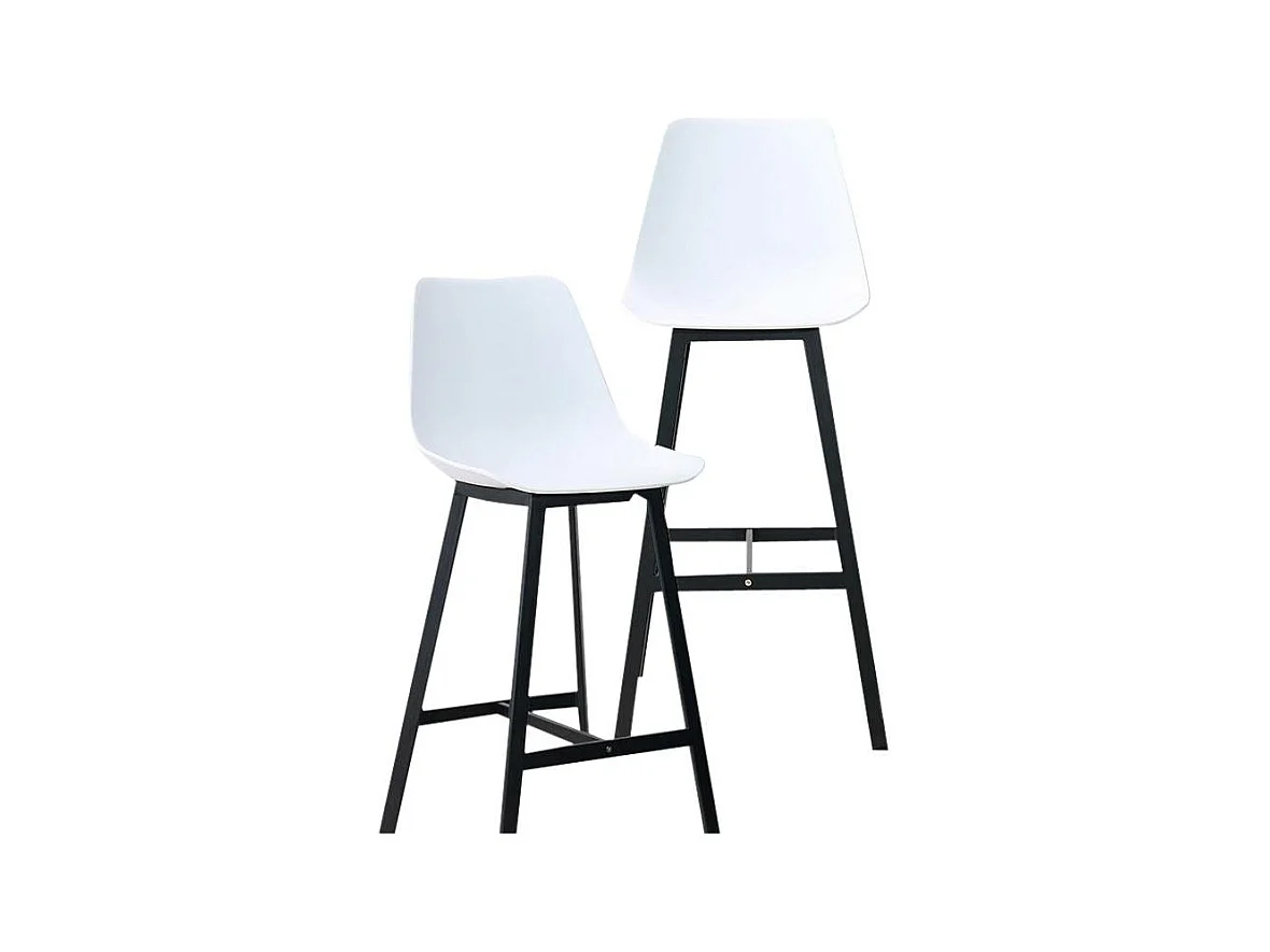 Tabouret de bar blanc et métal noir Marius (lot de 2)