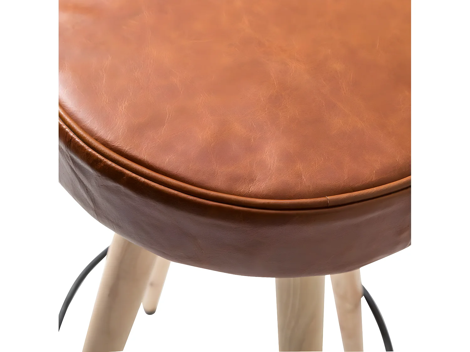 Tabouret de bar en cuir marron Jocelin