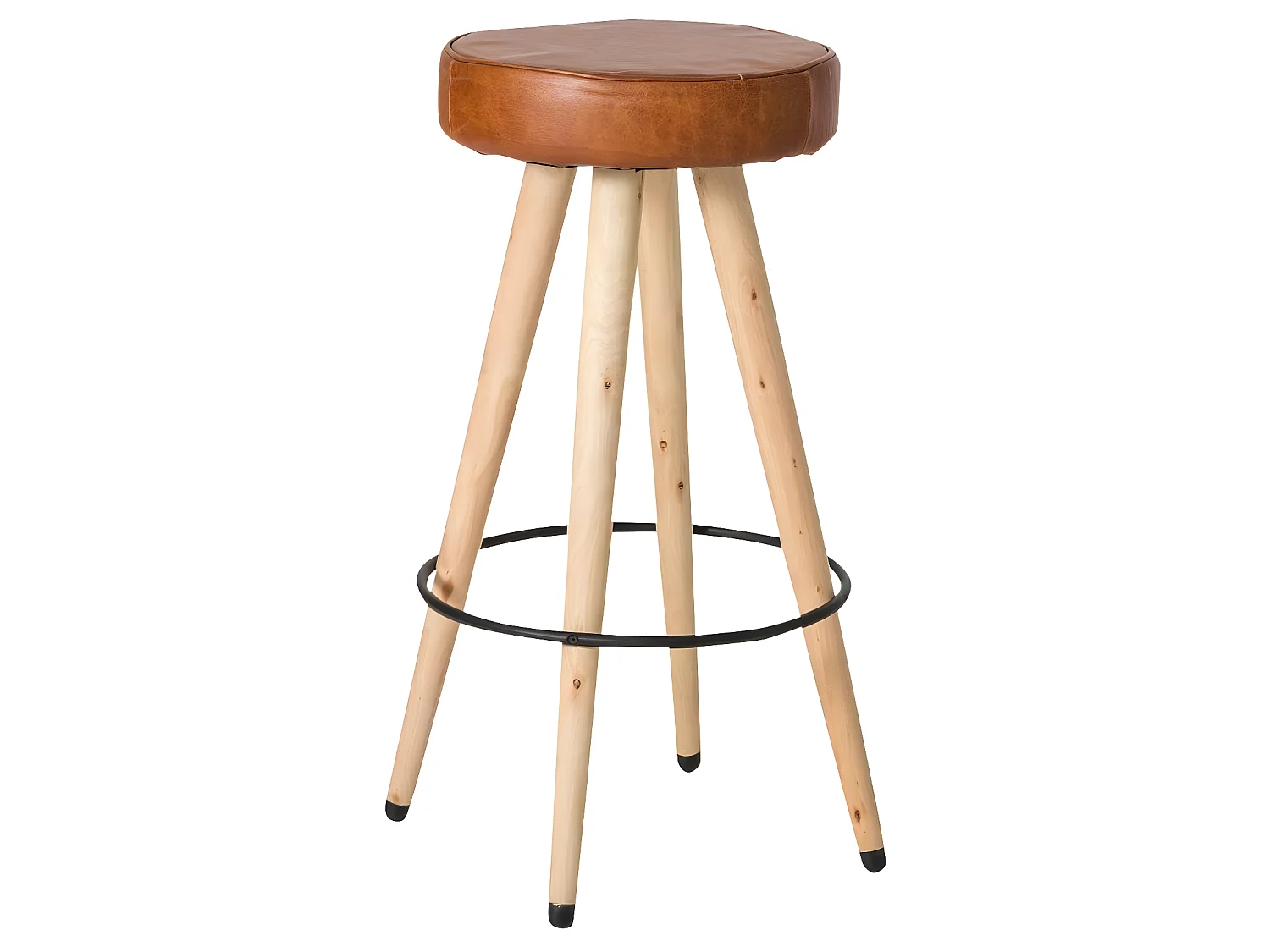 Tabouret de bar en cuir marron Jocelin