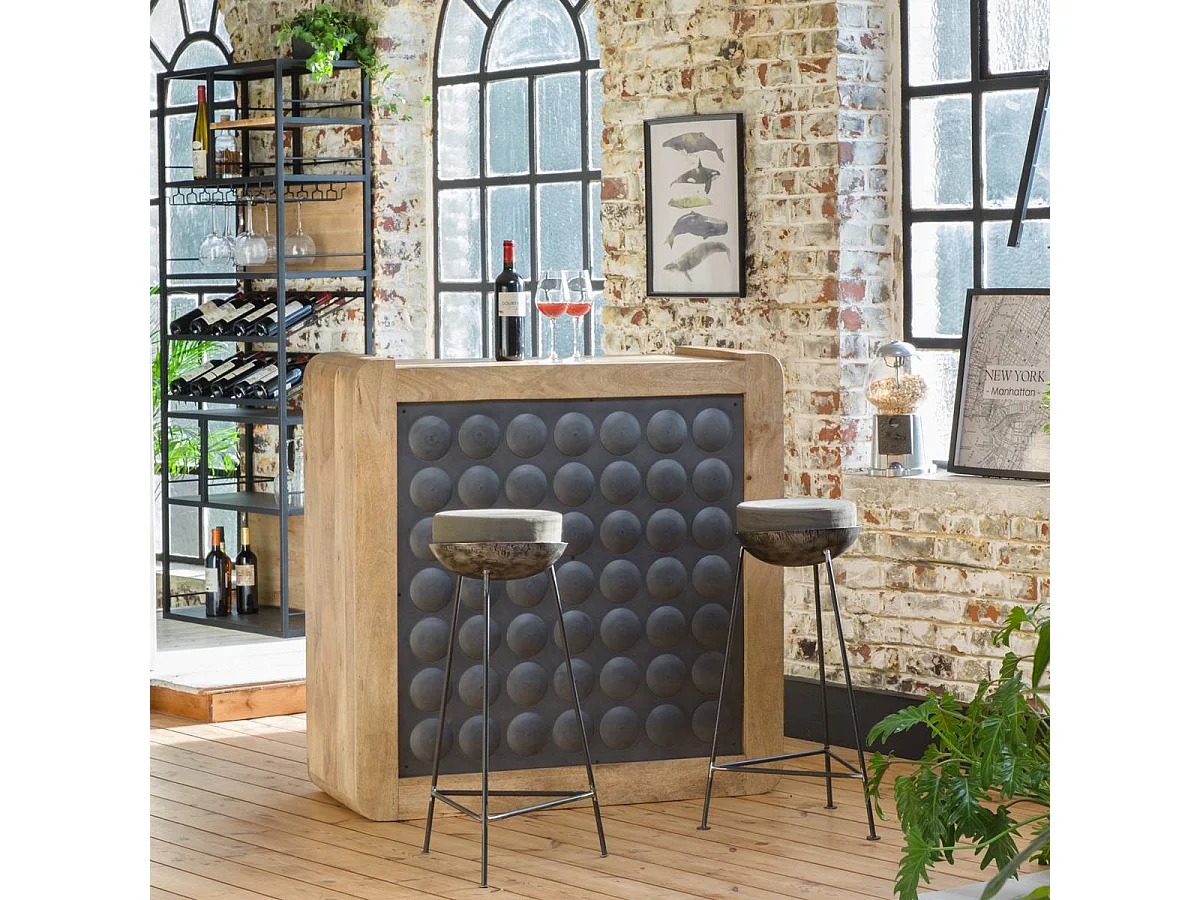 Taburete de bar industrial Grey sin reposabrazos