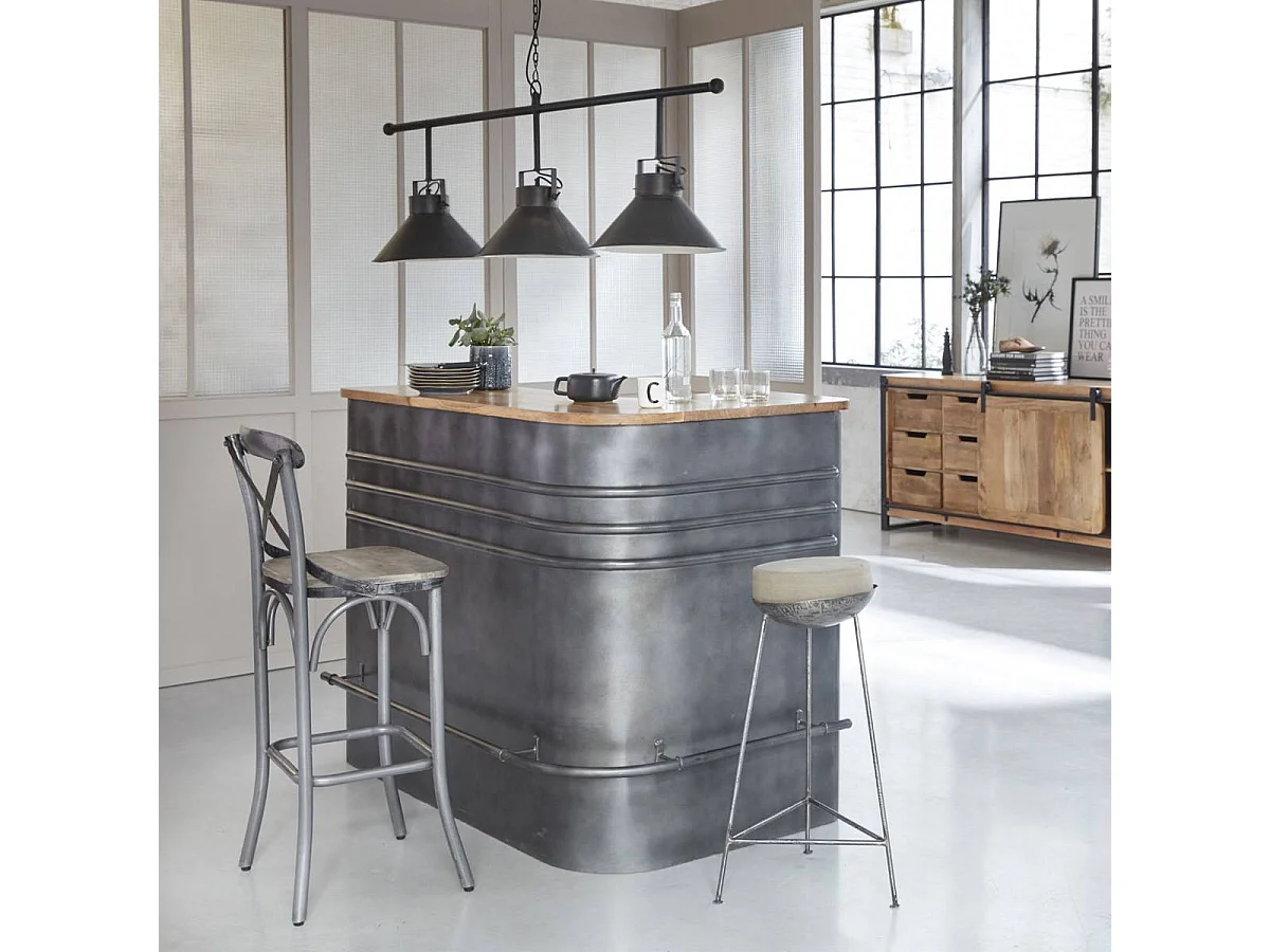 Taburete de bar industrial Grey sin reposabrazos