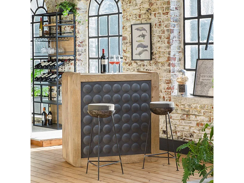 Taburete de bar industrial Grey sin reposabrazos