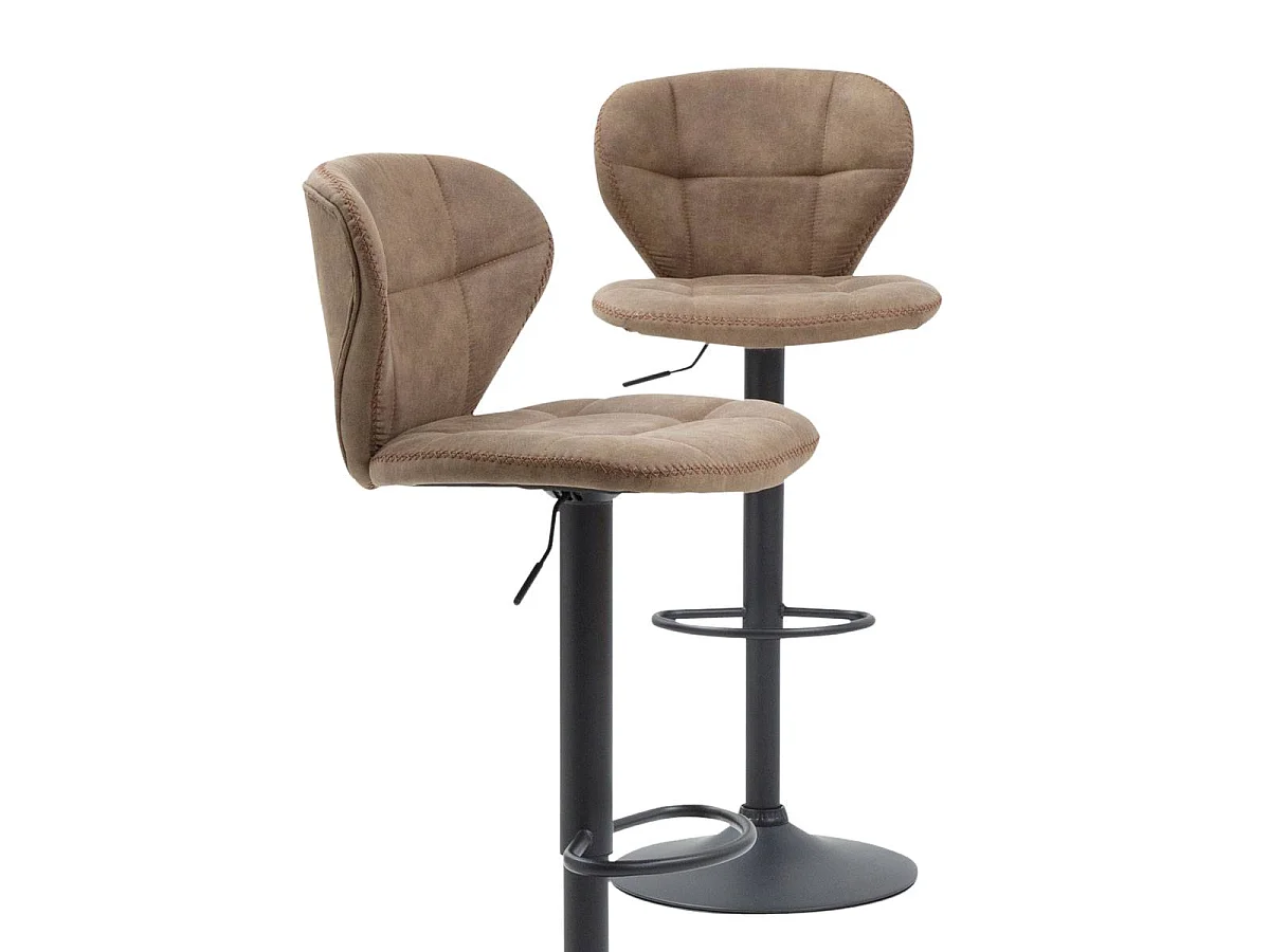 Chaise de bar vintages marron pied central réglable Isis (lot de 2)