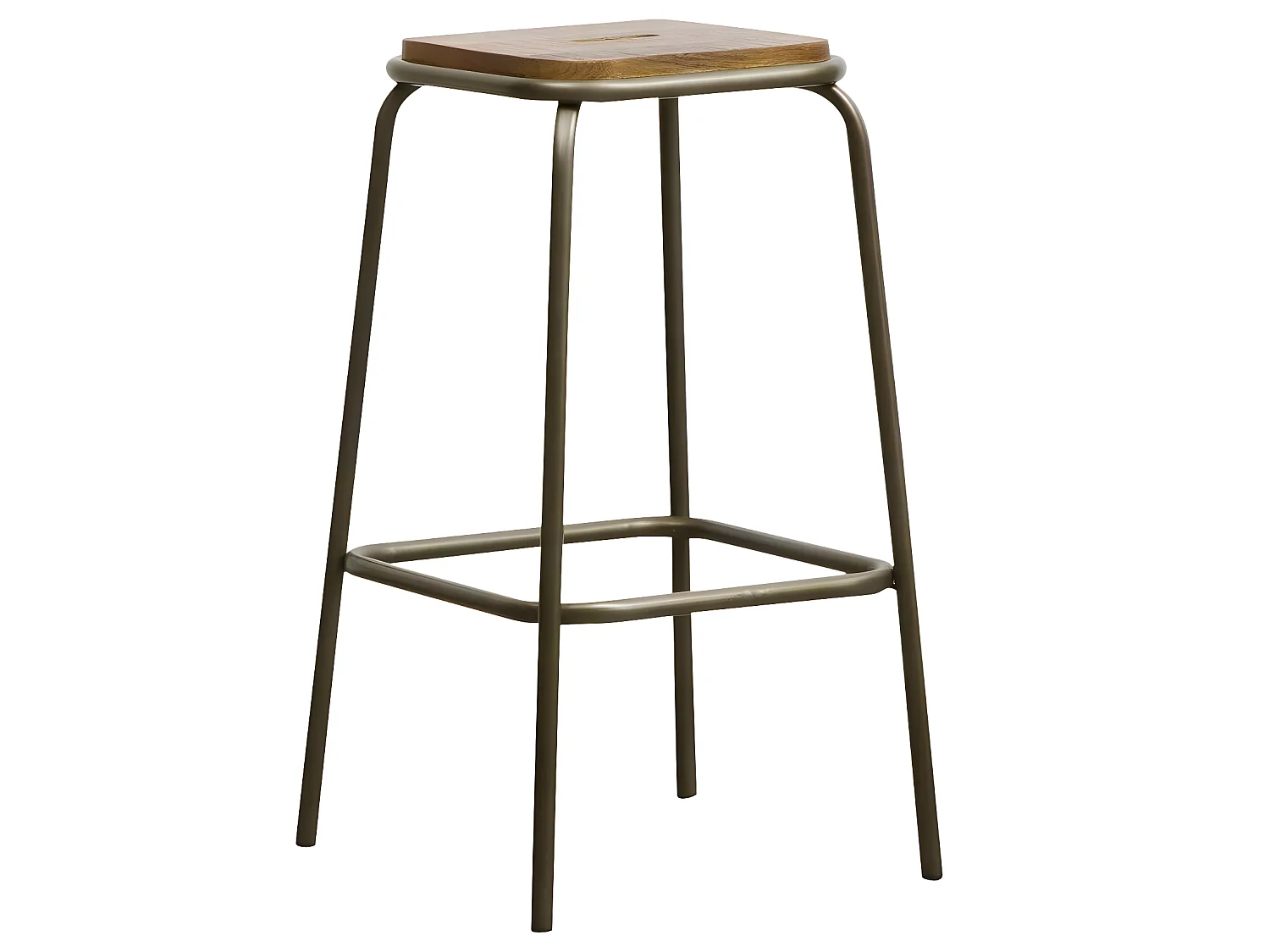 Taburete de bar vintage de estilo escolar en metal y madera de mango cepillado gris oscuro 69 cm