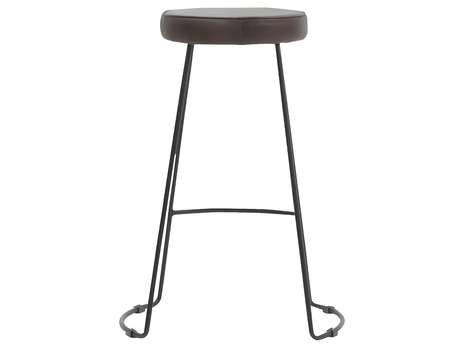 Tabouret de bar en cuir brun Bérénice