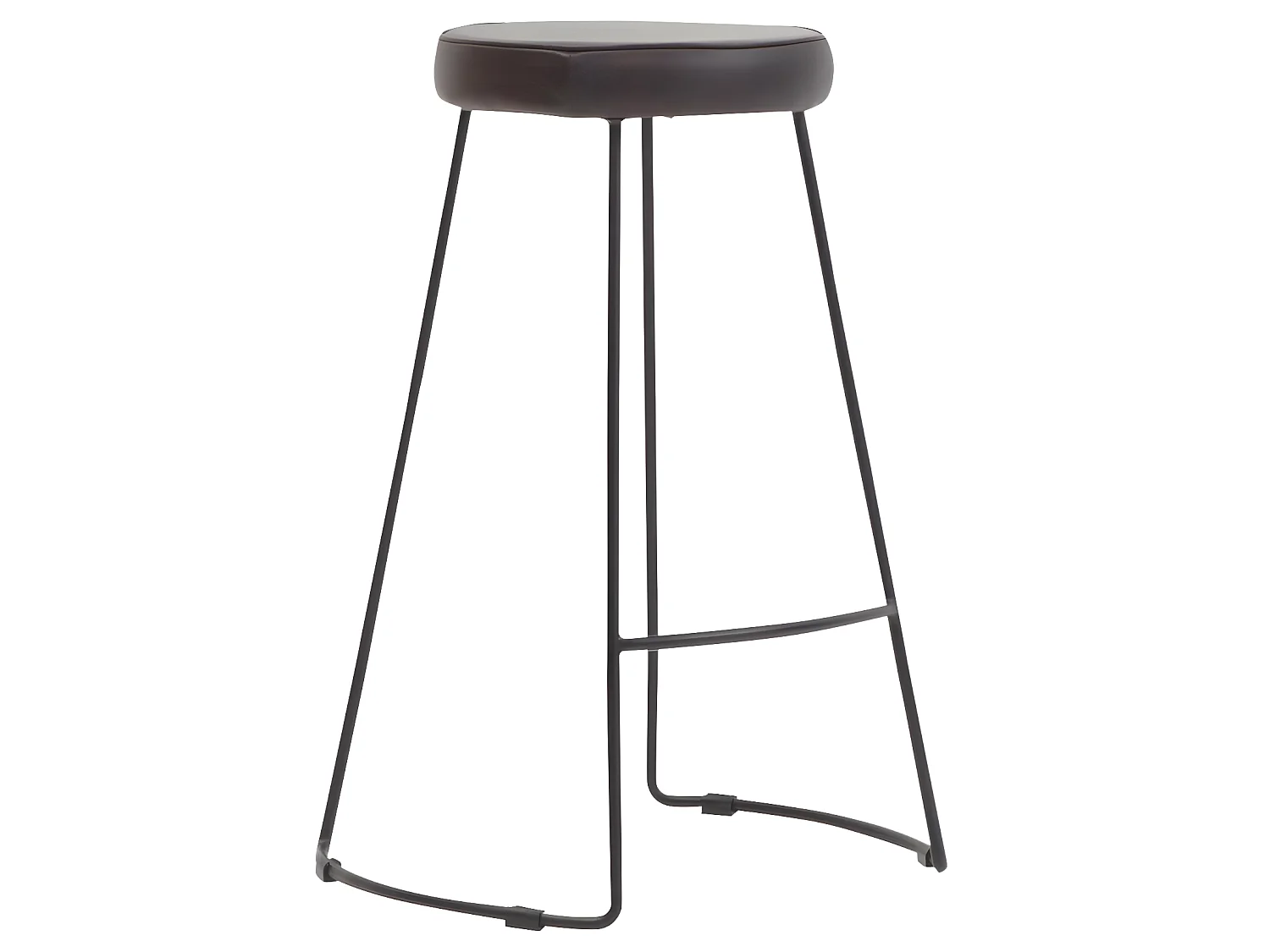 Tabouret de bar en cuir brun Bérénice