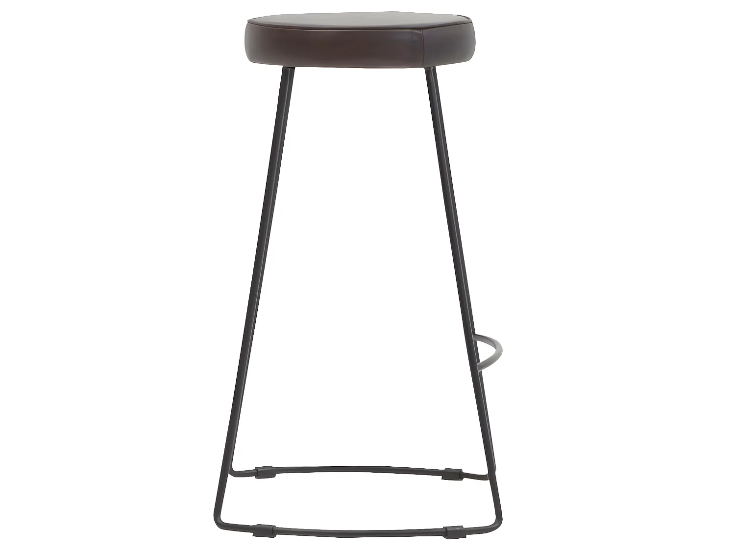 Tabouret de bar en cuir brun Bérénice