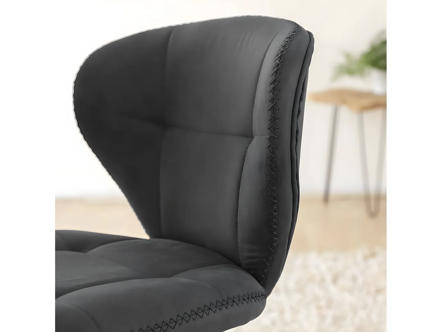 Chaise de bar vintage noire pied central réglable Isis (lot de 2)