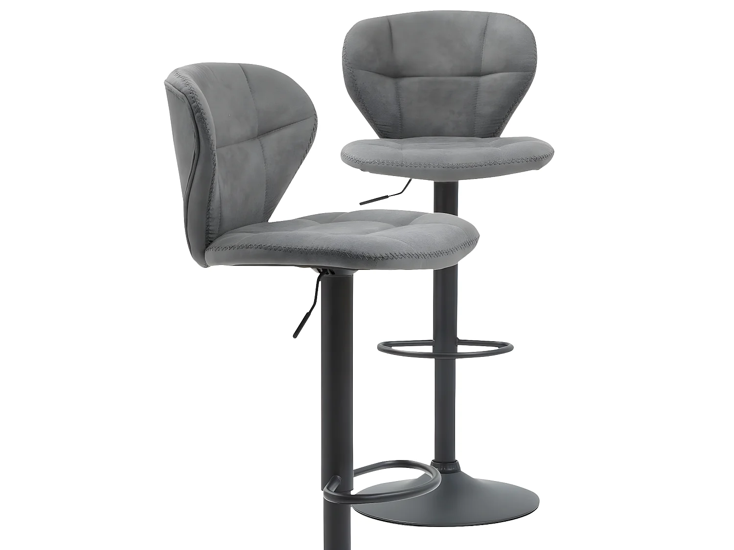 Juego de 2 taburetes de bar vintage negros ajustables en altura con base central de metal