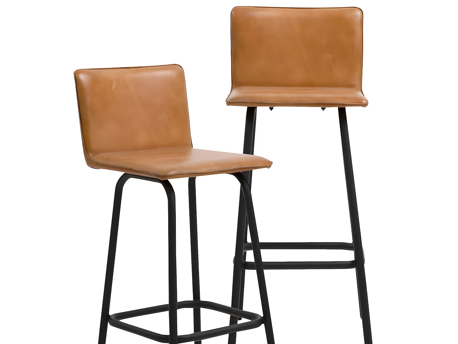 Tabouret de bar en cuir marron Louise (lot de 2)