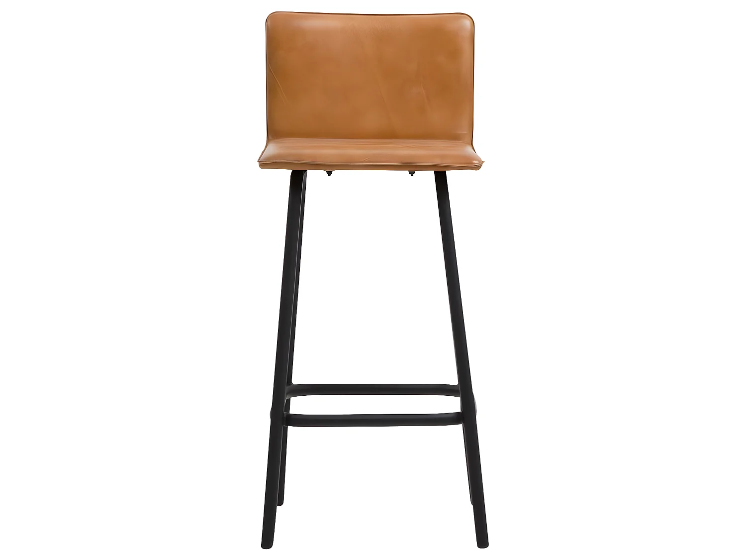 Juego de 2 taburetes de bar de cuero marrón estilo industrial con base de metal