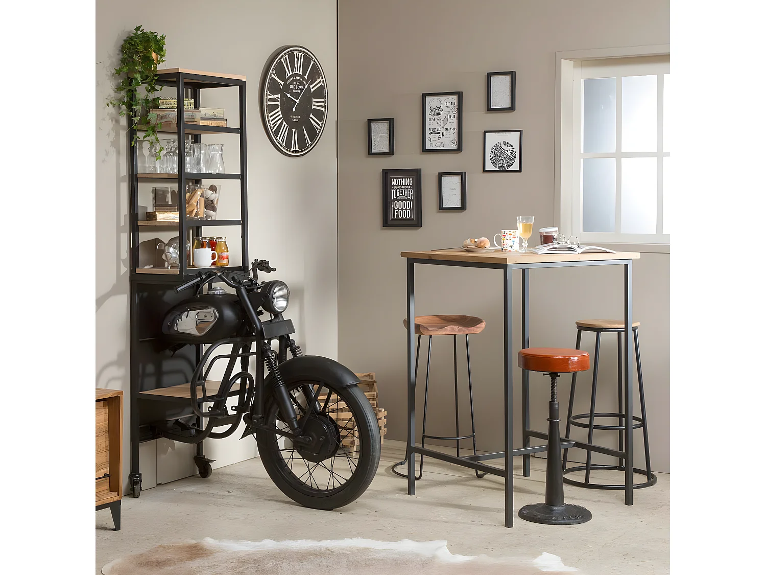 Tabouret de bar en bois d'acacia Havana