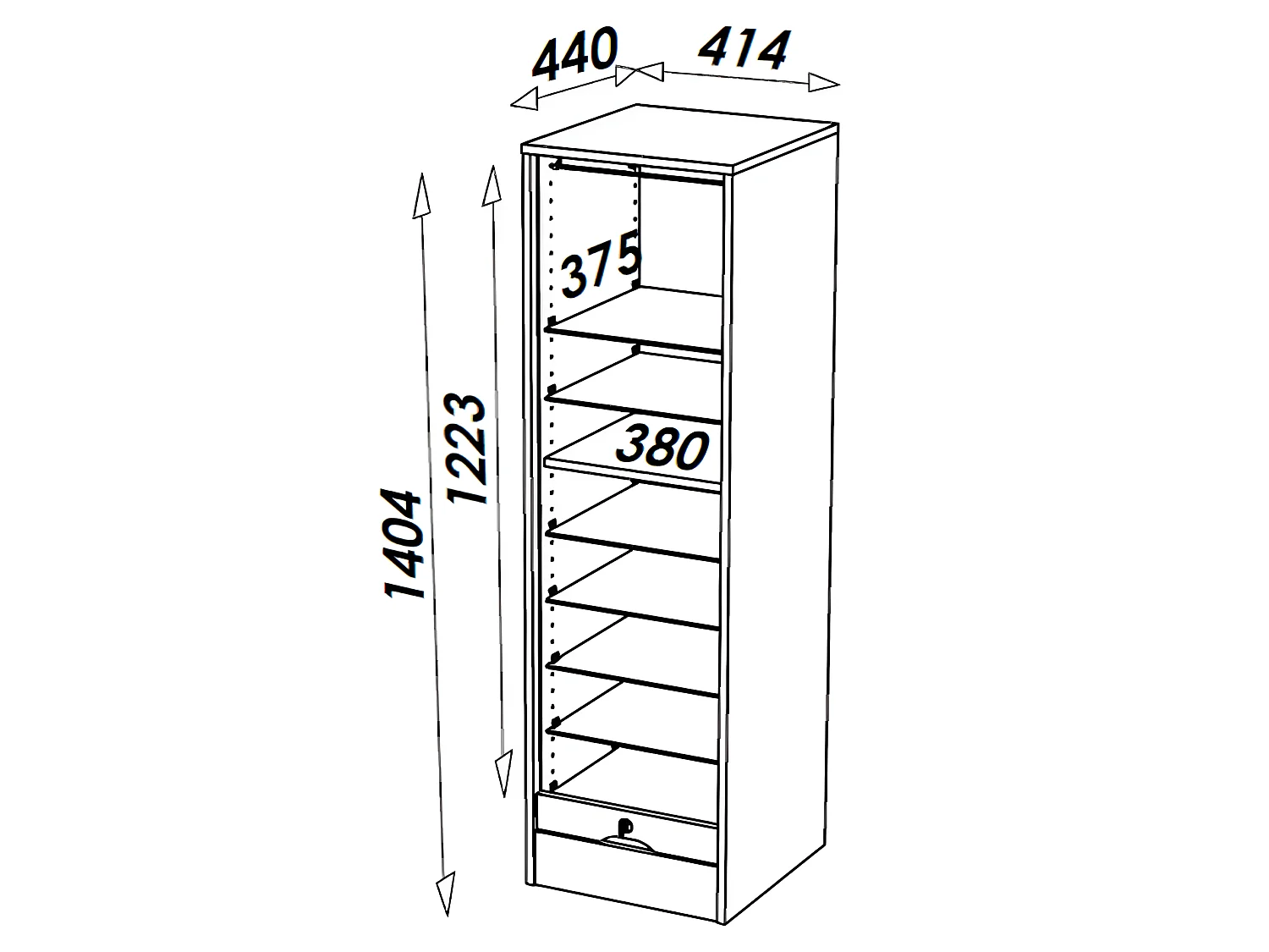 Classeur à Rideau Blanc 8 Tablettes 1 Kit DS Serrure L 41,4 H 140,4 P 44 cm