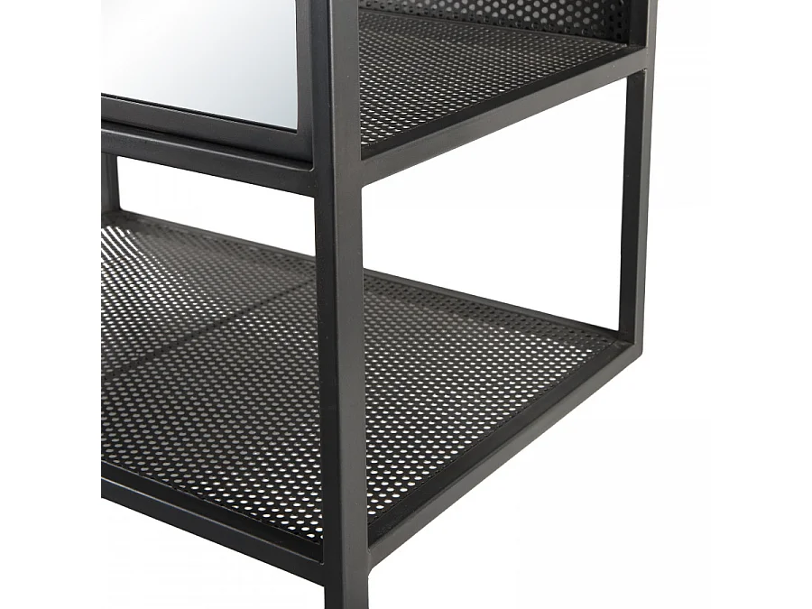 HABY - Meuble d'entrée porte-manteaux noir avec miroir