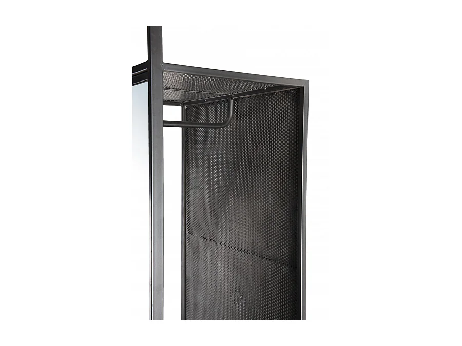 HABY - Meuble d'entrée porte-manteaux noir avec miroir