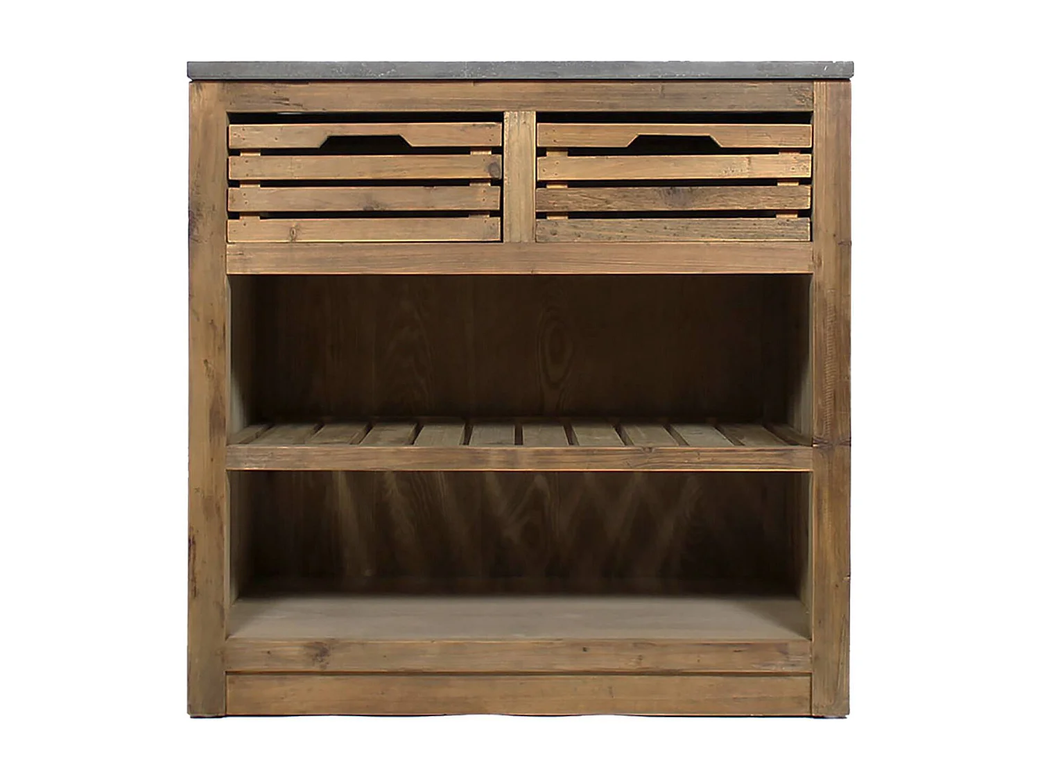 Meuble bas de cuisine 2 tiroirs + 1 étagère Champêtre