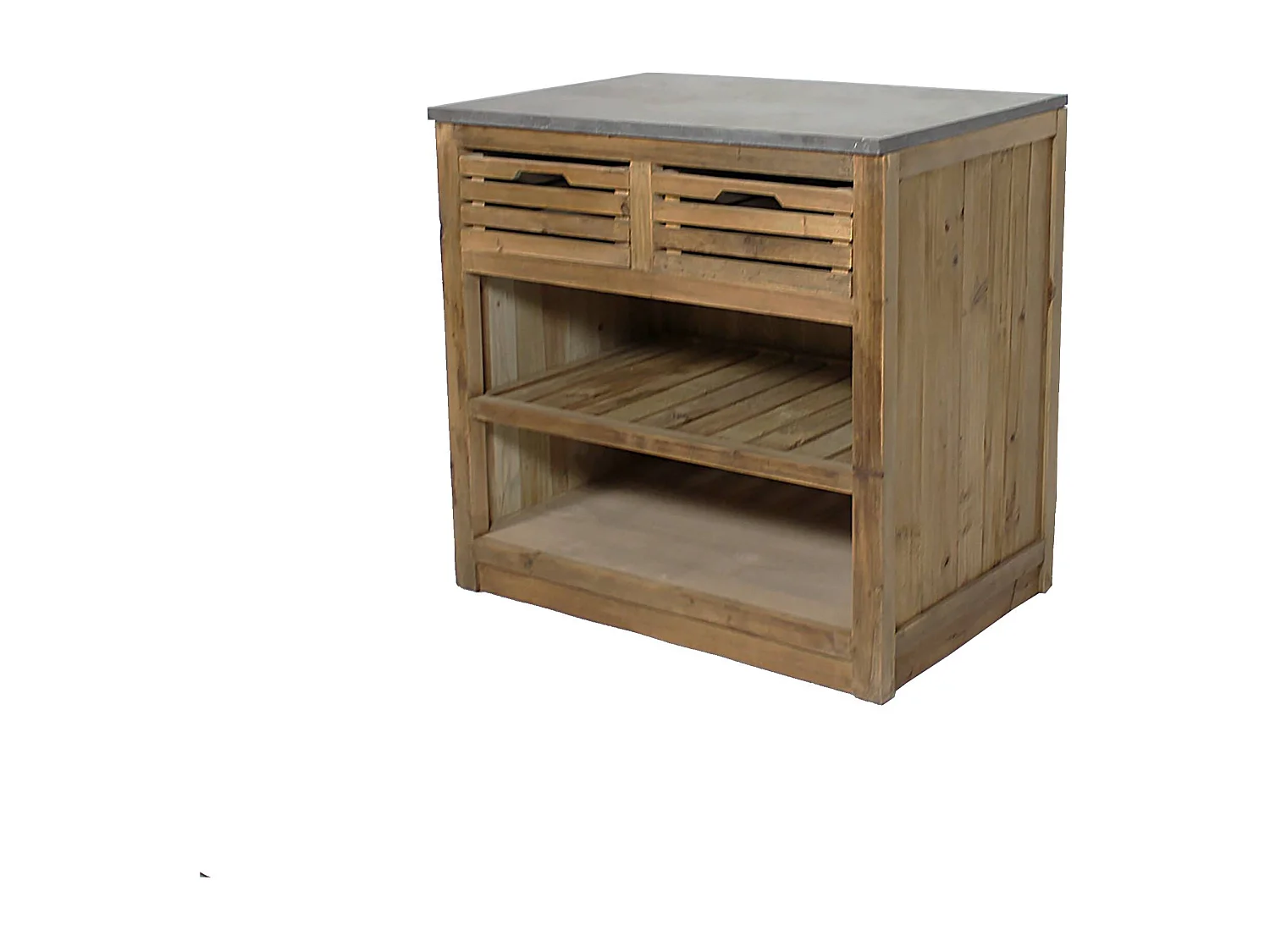 Meuble bas de cuisine 2 tiroirs + 1 étagère Champêtre